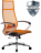 Кресло офисное МЕТТА &quot;К-7&quot; хром, прочная сетка, сиденье и спинка регулируемые, оранжевое