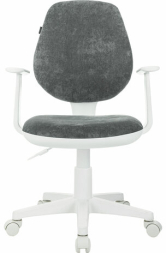 Кресло детское BRABIX &quot;Fancy MG-201W&quot;, с подлокотниками, пластик белый, велюр, серое, 533010