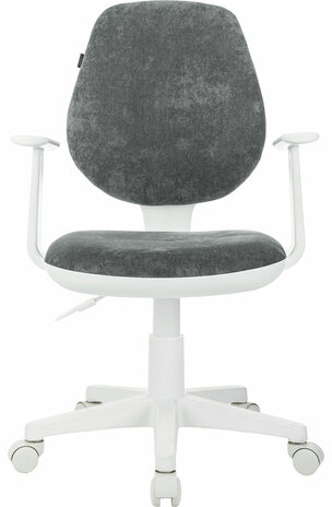 Кресло детское BRABIX &quot;Fancy MG-201W&quot;, с подлокотниками, пластик белый, велюр, серое, 533010