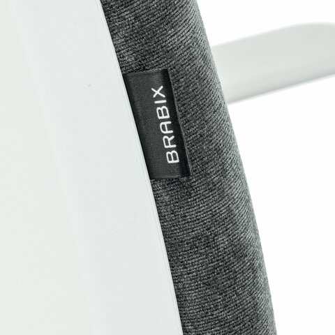 Кресло детское BRABIX &quot;Fancy MG-201W&quot;, с подлокотниками, пластик белый, велюр, серое, 533010