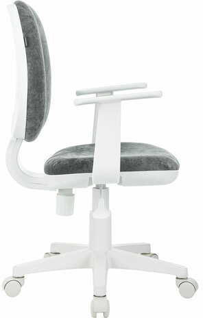 Кресло детское BRABIX &quot;Fancy MG-201W&quot;, с подлокотниками, пластик белый, велюр, серое, 533010