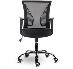 Кресло BRABIX "Wings MG-304", пластик черный, хром, сетка, черное, 532016