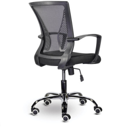 Кресло BRABIX "Wings MG-304", пластик черный, хром, сетка, черное, 532016