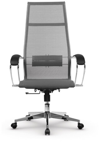 Кресло офисное МЕТТА &quot;К-7&quot; хром, прочная сетка, сиденье и спинка регулируемые, серое