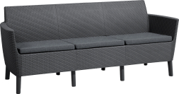 Диван садовый из ротанга Салемо 3-х местный (Salemo 3 Sofa), графит