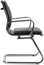 Кресло для приемных и переговорных BRABIX "Kayman CF-102", экокожа, хром, черное, 532572