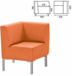 Кресло мягкое угловое &quot;Хост&quot; М-43, 620х620х780 мм, без подлокотников, экокожа, оранжевое