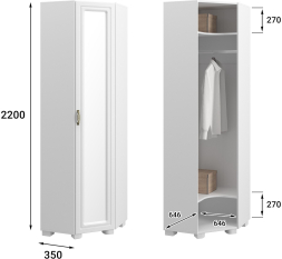 Шкаф угловой с зеркалом «Монблан» МБ-20К белое дерево