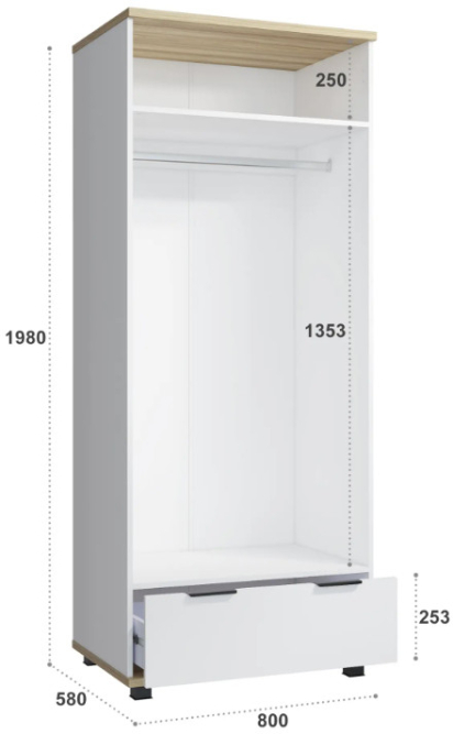 Шкаф платяной Скайлайт СЛ-2К блэквуд ячменный/белый/меренга