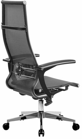 Кресло офисное МЕТТА &quot;К-7-Т&quot; хром, прочная сетка, сиденье и спинка регулируемые, черное