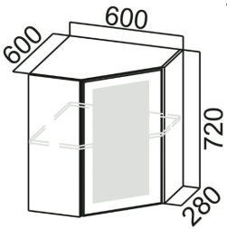 Шкаф навесной угловой со стеклом Ш600ус Грейвуд