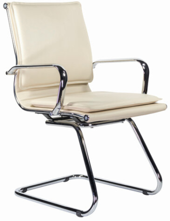 Кресло для приемных и переговорных BRABIX &quot;Kayman CF-102&quot;, экокожа, хром, бежевое, 532573