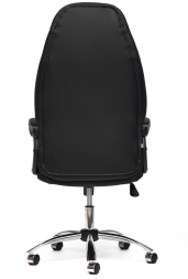 Кресло BOSS (хром) кож/зам, черный/черный перфорированный, 36-6/36-6/06