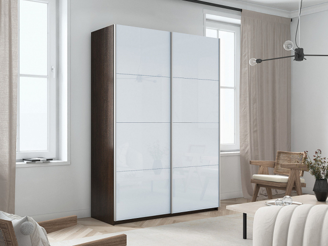 Шкаф-купе Прайм 2-х дверный (Стекло белое) Венге
