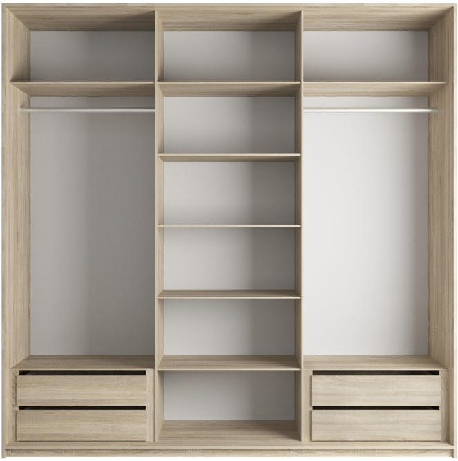 Шкаф-купе Эста 3-х дверный Комби (Стекло черное, Стекло белое) Дуб Бардолино