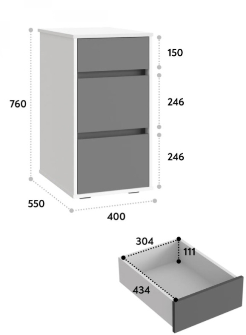 Тумба Оскар ОС-10 белый структурный/графит