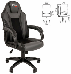 Кресло компьютерное BRABIX &quot;Tanto GM-171&quot;, TW/экокожа, черное/серое, 532574, 7083502
