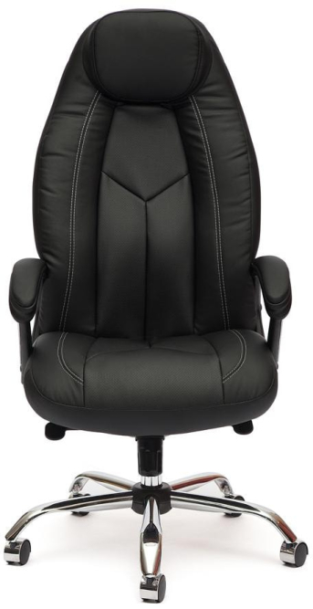 Кресло BOSS люкс (хром) кож/зам, черный/черный перфорированный, 36-6/36-6/06
