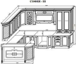 Модульная кухня София комплект 3 (угловая) Ваниль