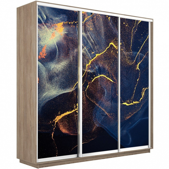 Шкаф-купе Экспресс 3-х дверный (Фото №1016 Абстракция золотая пыль)