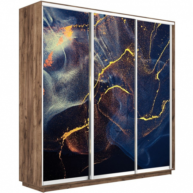 Шкаф-купе Экспресс 3-х дверный (Фото №1016 Абстракция золотая пыль)