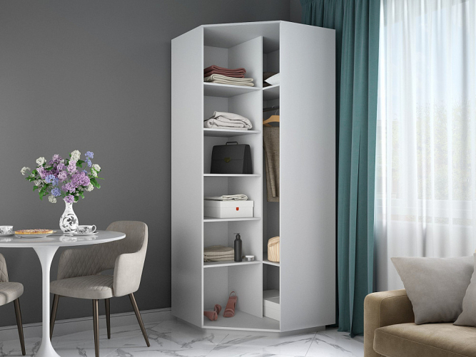 Шкаф-купе Экспресс Угловой ( Зеркало) Белый снег