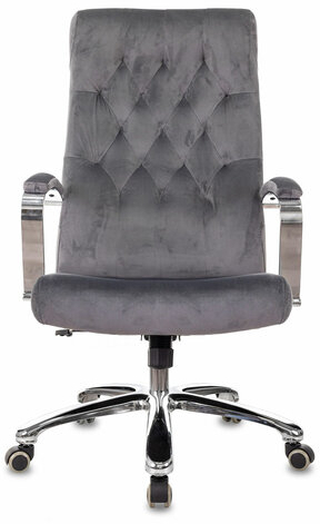 Кресло офисное T-9928SL, усиленное, НАГРУЗКА до 200 кг, хром, ткань, серое, 1985910