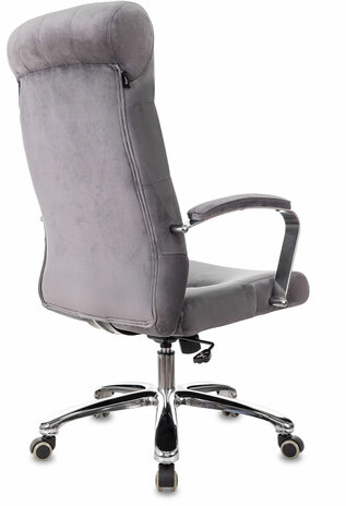Кресло офисное T-9928SL, усиленное, НАГРУЗКА до 200 кг, хром, ткань, серое, 1985910