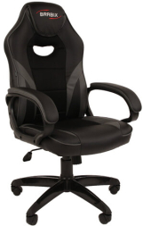 Кресло компьютерное BRABIX &quot;Accent GM-161&quot;, TW/экокожа, черное/серое, 532576, 7083504