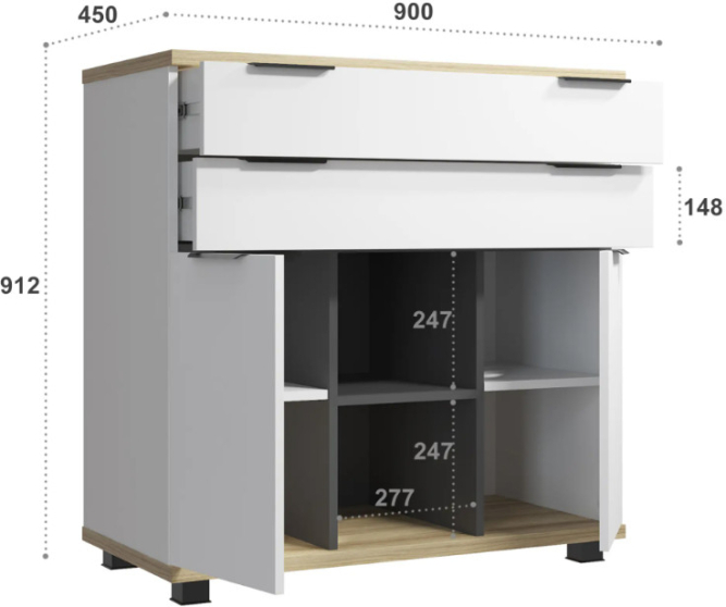 Комод Скайлайт СЛ-10К блэквуд ячменный/белый/графит/меренга