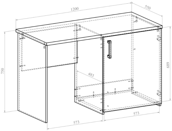 Стол с тумбой под холодильник для гостиниц Виктория ВИ-12