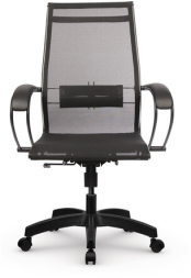 Кресло офисное МЕТТА "К-9" пластик, прочная сетка, сиденье и спинка регулируемые, черное