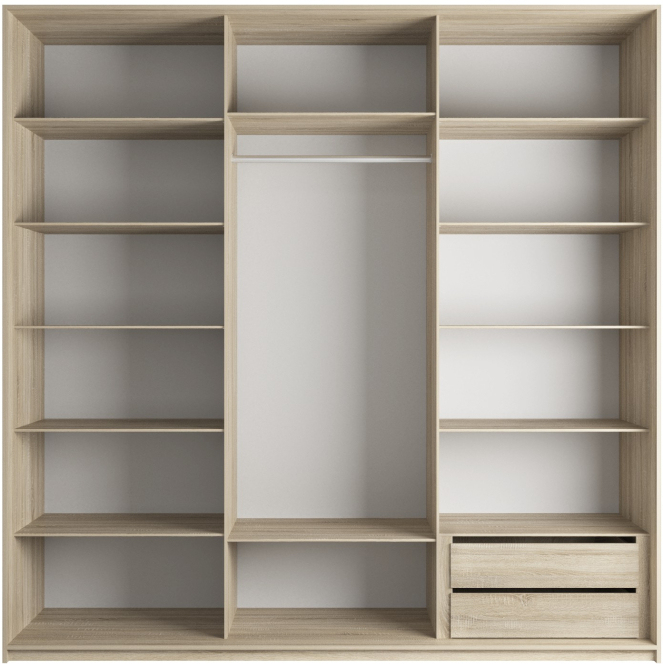 Шкаф-купе Эста 3-х дверный (Стекло Диско белый, Зеркало) Дуб Бардолино