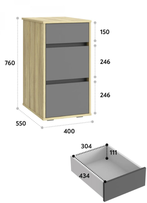Тумба Оскар ОС-10 блэквуд ячменный/графит