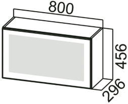 Шкаф навесной ШГ800с (горизонт. со стеклом) Грейвуд