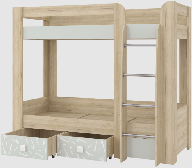 Кровать 2-х ярусная с двумя ящиками Микки