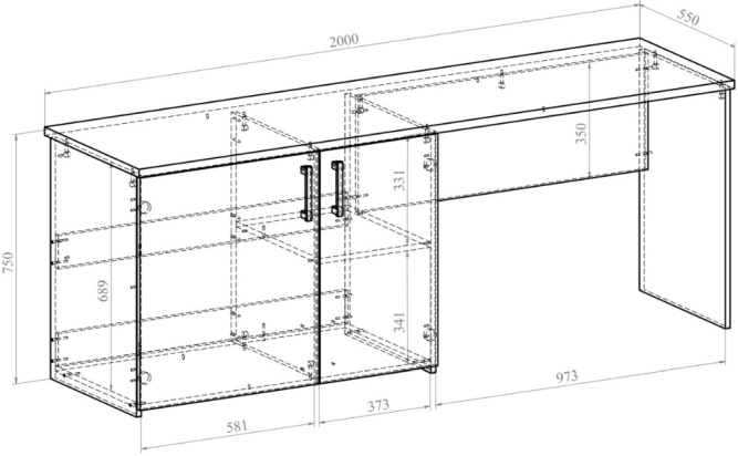 Стол с двойной тумбой под холодильник для гостиниц Виктория ВИ-13