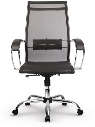 Кресло офисное МЕТТА &quot;К-9&quot; хром, прочная сетка, сиденье и спинка регулируемые, черное