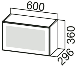 Шкаф навесной ШГ600с (горизонт. со стеклом) Грейвуд