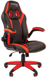 Кресло компьютерное СН GAME 15, экокожа, черное/красное, 7022777