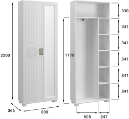 Шкаф комбинированный «Монблан «Монблан» МБ-21К белое дерево