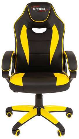 Кресло компьютерное BRABIX &quot;Blaze GM-162&quot;, TW/экокожа, черное/желтое, 532579, 7083507