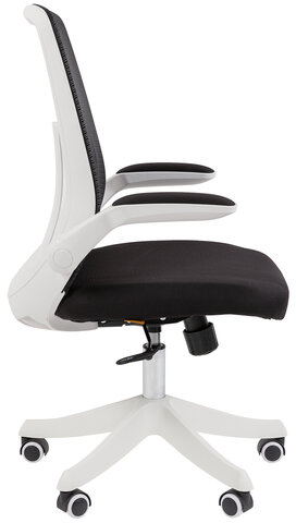 Кресло Chairman CH 565, откидные подлокотники, синхромеханизм, пластик белый, сетка/ткань, черное, 7146048