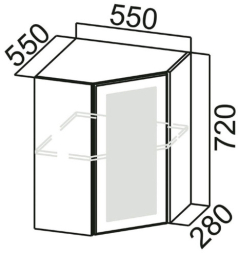 Шкаф навесной угловой со стеклом Ш550ус Грейвуд