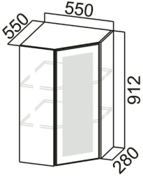 Шкаф навесной угловой со стеклом Ш550ус Грейвуд