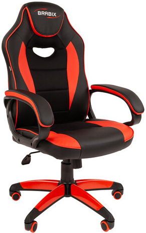 Кресло компьютерное BRABIX &quot;Blaze GM-162&quot;, TW/экокожа, черное/красное, 532580, 7083508