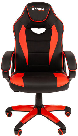 Кресло компьютерное BRABIX &quot;Blaze GM-162&quot;, TW/экокожа, черное/красное, 532580, 7083508