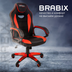 Кресло компьютерное BRABIX &quot;Blaze GM-162&quot;, TW/экокожа, черное/красное, 532580, 7083508
