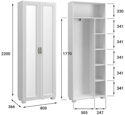 Шкаф с зеркалом «Монблан» МБ-21К белое дерево
