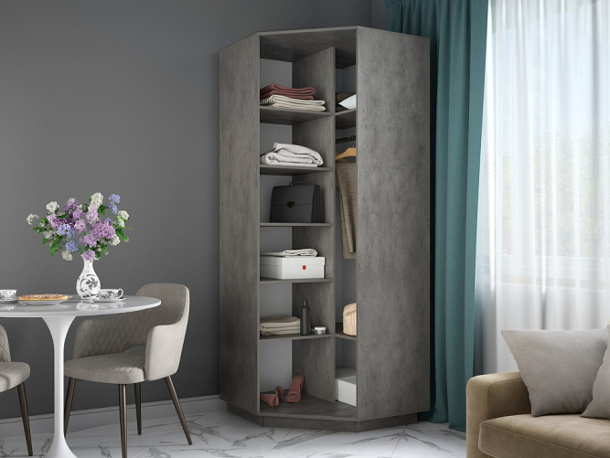 Шкаф-купе Экспресс Угловой ( Зеркало) Бетон